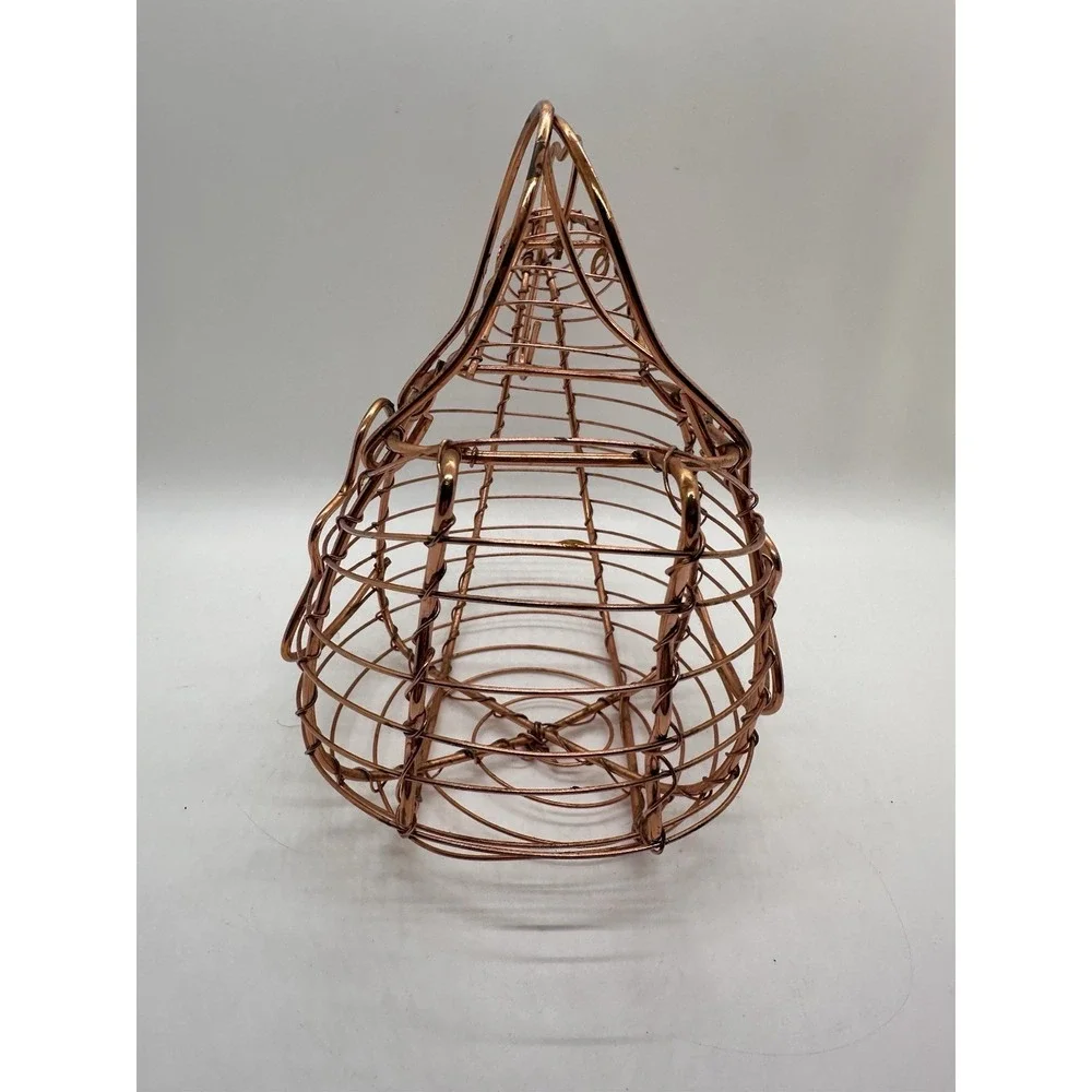 Copper Wire Chicken Basket Farmhouse Egg Holder Country Kitchen‎ Decor